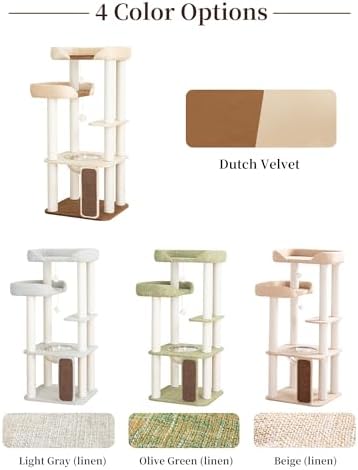 53" Cat Tree Tower for Large Cats, Large Perch & Sisal Board - Image 4