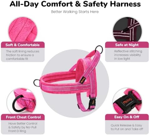 Didog No Pull Dog Harness for Small Dogs, Soft Flannel Padded, Hot Pink - Image 5