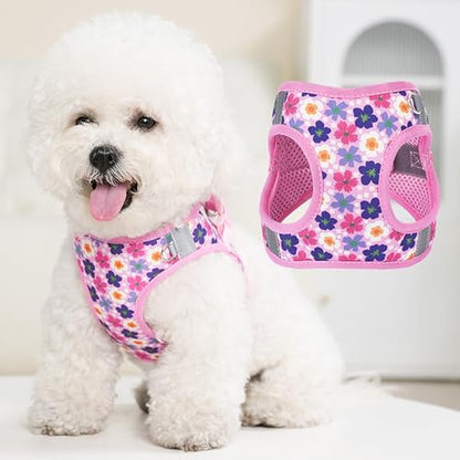 Small Dog Harness Cute Pink Flowers Step in Vest Harness - Image 7