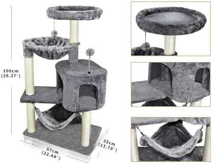 YUNIQUE Cat Tree with Cat Condo and Big Hammock - Image 3