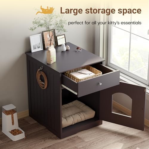Litter Box Enclosure, Hidden Cat Litter Box Cabinet - Image 5