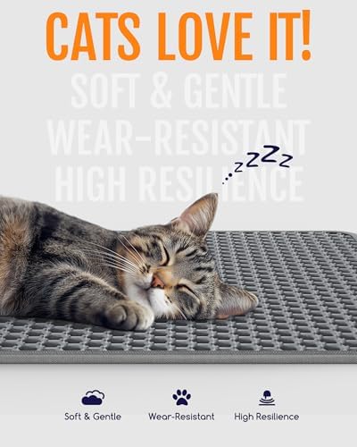 Powools Cat Litter Mat, Double-Layer, 23.2 x 14.6 in, Urine-Proof - Image 3