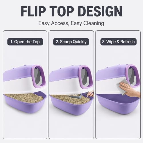 Enclosed Kitty Litter Box, 2 Pack Purple Cat Box - Image 6