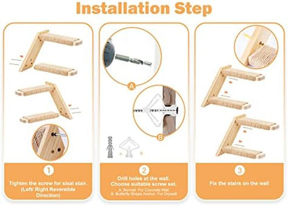Cat Wall Steps 2-Pack, Two Step Cat Climbing Shelves, Wall-Mounted Reversible - Image 4