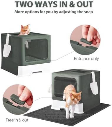 Cat Litter Box with X-Large Litter Mat and Scoop - Image 2