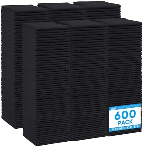 HOMEXCEL Black Microfiber Cleaning Cloth 600 Pack, Microfiber Towel by HOMEXCEL