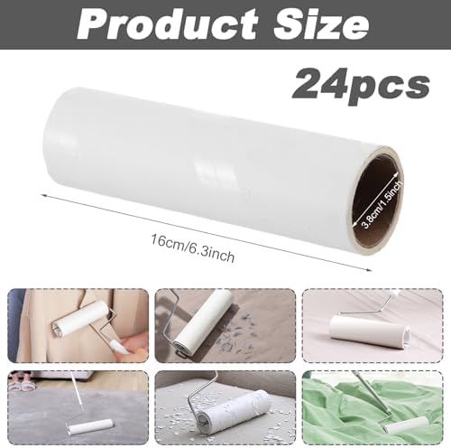 6.3 inch Wide Lint Roller Refills, Value Pack 24 Rolls Extra Sticky Lint - Image 2