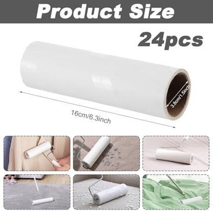 6.3 inch Wide Lint Roller Refills, Value Pack 24 Rolls Extra Sticky Lint - Image 2