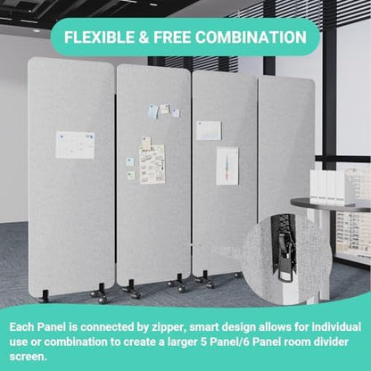 4 Panel Soundproof Room Divider, Portable Acoustic Office Divider - Image 5