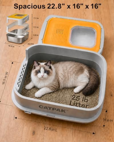 XL Enclosed Stainless Steel Litter Box - Image 2