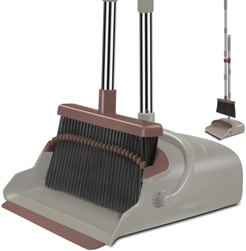 Upgrade Broom and Dustpan Set, Self-Cleaning by Kelamayi