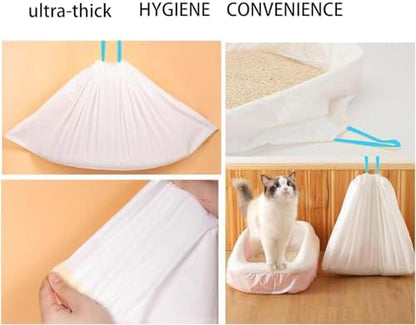 40 Count Cat Drawstring Litter Box Liners 26.6x16.7 inches 2Mils Super Thick - Image 6