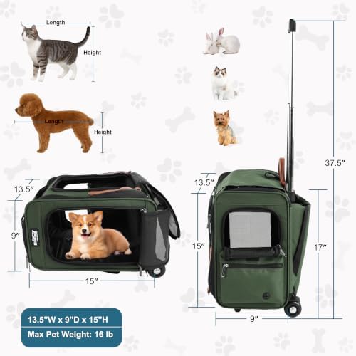 EliteField Deluxe Rolling Backpack Dog & Cat Carrier - Image 4
