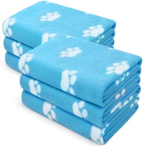 LINENLUX Fleece Dog Blankets 6-Pack, Soft Stretchy by LINENLUX