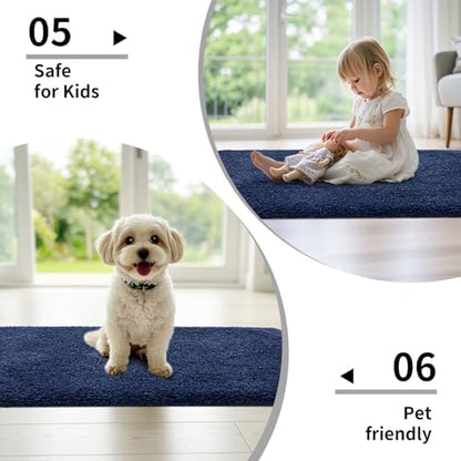 Disolla Navy Blue Bathroom Runner Rug 24x59, Soft Plush Large Bath Mat - Image 6