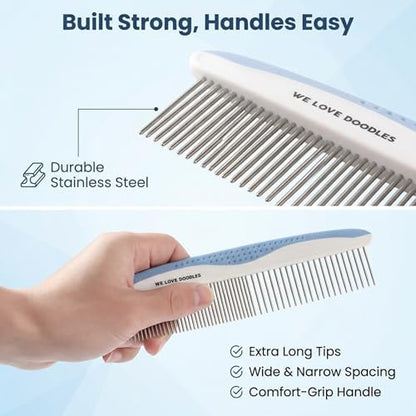 Metal Comb for Dogs, Dog Grooming Detangler Combs For Matted Hair - Image 4