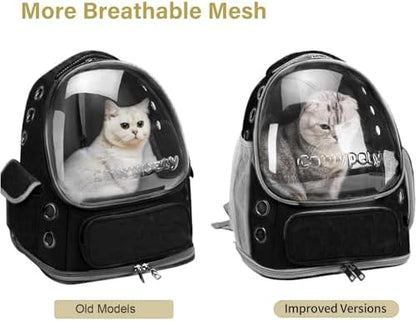 Cawypety Cat Backpack Carrier Large Space Bubble Backpack up to 12lbs Black - Image 3