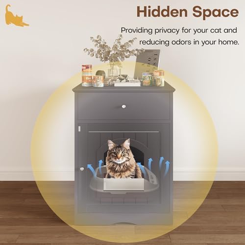 Litter Box Enclosure, Hidden Cat Litter Box Cabinet - Image 3