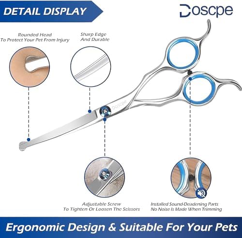 Curved Dog Grooming Scissors 6.69 inches Round Tips Pet Grooming Shears - Image 2
