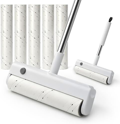 Large Lint Roller for Pet Hair, 9.45in Wide Floor Sticky Roller Long Handle by HELIME