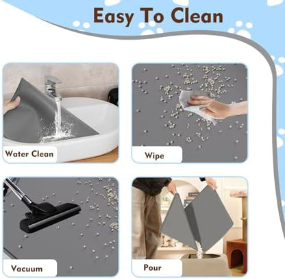 Cat Litter Mat 24" x 16", Soft Silicone Material, Easy Clean Waterproof No Slip - Image 4