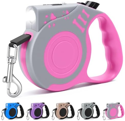 Retractable Dog Leash with USB Rechargeable Flashlight by COSOWO