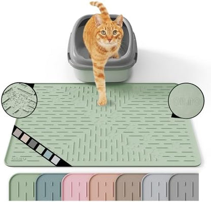 OHMO Cat Litter Mat 23.5x16 Silicone Trapping Mat Sage Green by OHMO