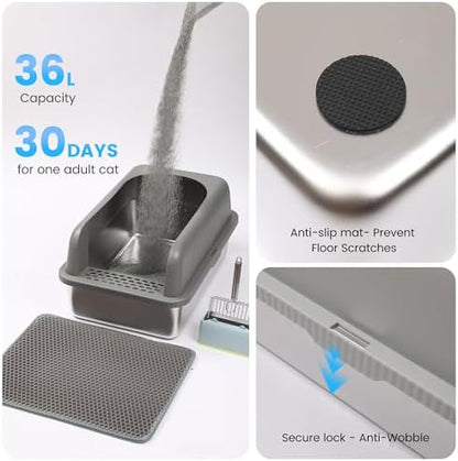 Stainless Steel XL Cat Litter Box - Image 2