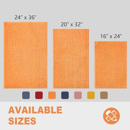 CozeCube Orange 36"x24" Shaggy Non Slip Soft Washable Bath Mat - Image 3