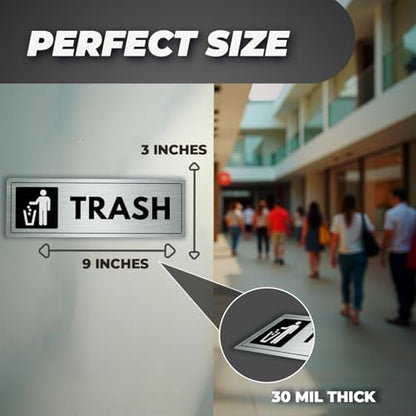 Trash Sign - 3x9 Inch - Aluminum - Landfill Garbage Disposal Bin - Image 3