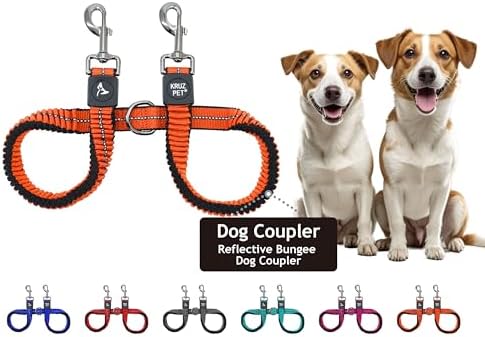 Kruz Double Dog Leash for Two Dogs Dual Leash Coupler by KRUZPET