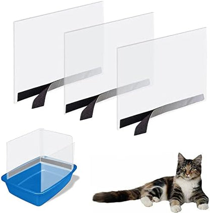 3 Pack Cat Litter Box Pee Shields, High Side Open Top Kitty Litter Pan Shield by Oncpcare