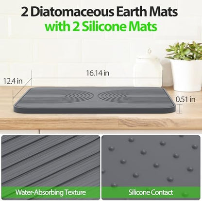 2 PCS Stone Dish Drying Mat ＆ Silicone Mat - Image 5