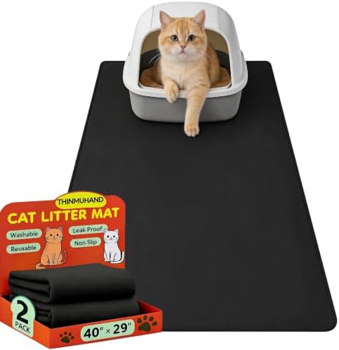 Cat Litter Mat, 2 Pack Large 40" X 29" Litter Trapping Mat by THINMUHAND