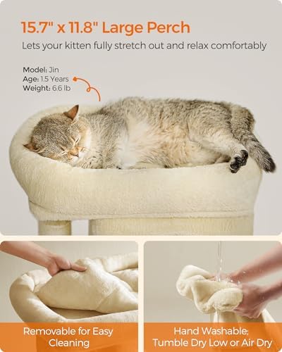 Feandrea Cat Tree, 26.4-Inch Small Cat Tower, Cute Plush Condo - Image 3