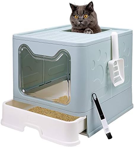 Foldable Cat Litter Box with Lid, Enclosed Potty, Large Top Entry by FriendsofPeopleHappinessofPets