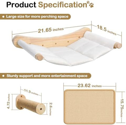 Cat Wall Hammock, Large Wall Shelves Bed and Scratcher Board - Image 6