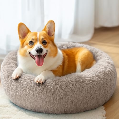 28in Large Dog Bed, Calming Donut Bed - Image 5