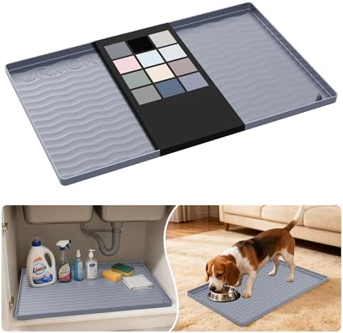 URMONA Waterproof Silicone Under Sink Mat, 22 x 14 in, Flexible Shelf Liner by URMONA
