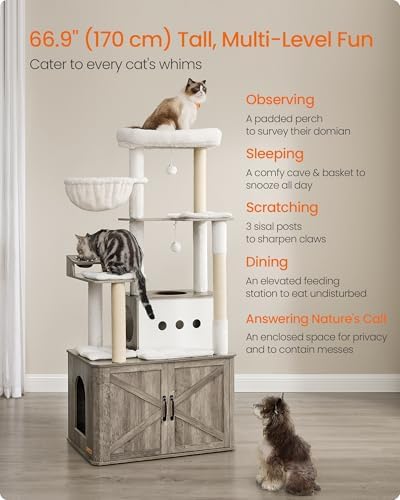 Feandrea Cat Tree, 66.9-Inch Cat Tower - Image 3