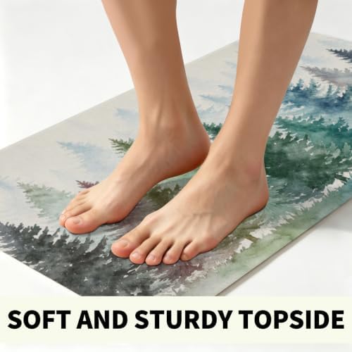 Giwawa Pine Tree Bath Rug Natural Forest Fog Washable Bathtub Mat Non Slip - Image 4