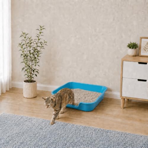 Extra Large Low Entry ABS Cat Litter Box, Light Blue, 1 Pack - Image 5