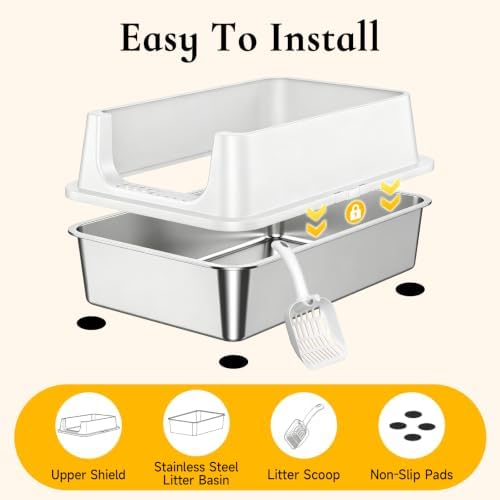 XL Open Top Stainless Steel Litter Box - Image 7
