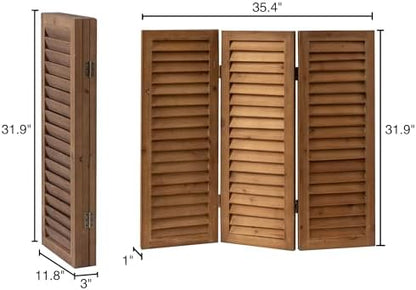 SOFE Short Privacy Screen, 2.6 Ft Shutters Folding Room Dividers 3 Panel - Image 4