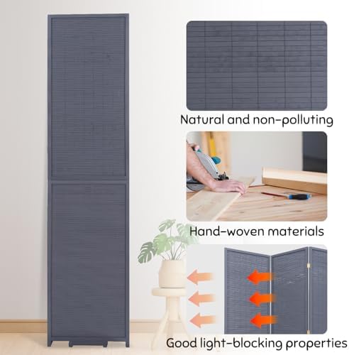 Bamboo Mesh Woven Room Divider 5.6FT, 4 Panel Folding Privacy Screen - Image 4