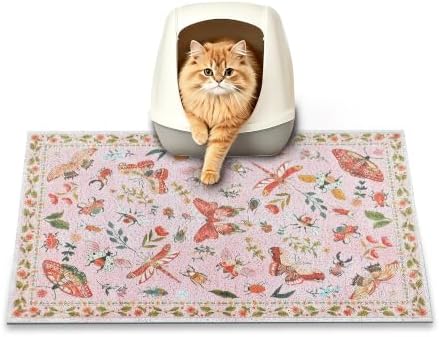 Cat Litter Mat, Traps 100% Cat Litter, Non-Slip Litter Box Trapping Mat by PPETPetSupplies