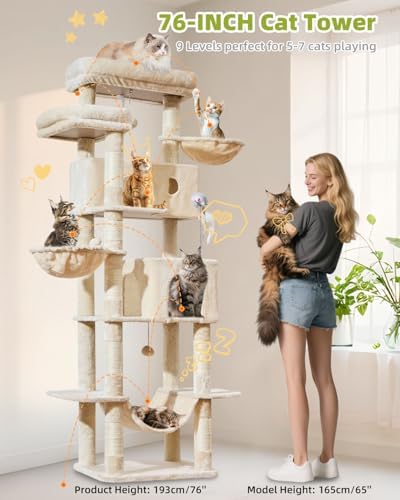 Taoqimiao 76in Cat Tree, Tall Sturdy Cat Tower - Image 3