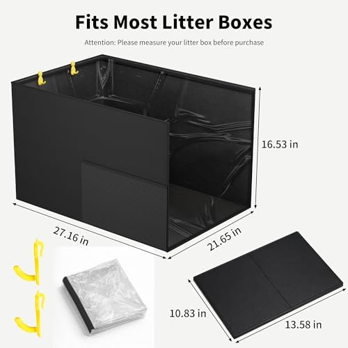 Aokeyee Black Cat Litter Box Enclosure High PVC Splash Guard - Image 3