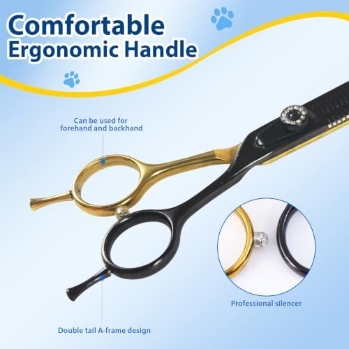 7" Curved Fluffer Dog Grooming Scissors, 43Teeth Piano Shape - Image 5