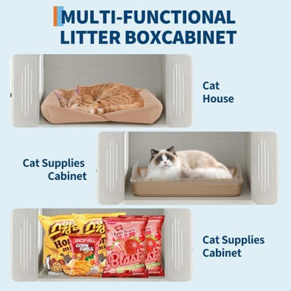 Cat Tree with Litter Box Enclosure, Large Plush Top Perch, Sisal Scratching - Image 5
